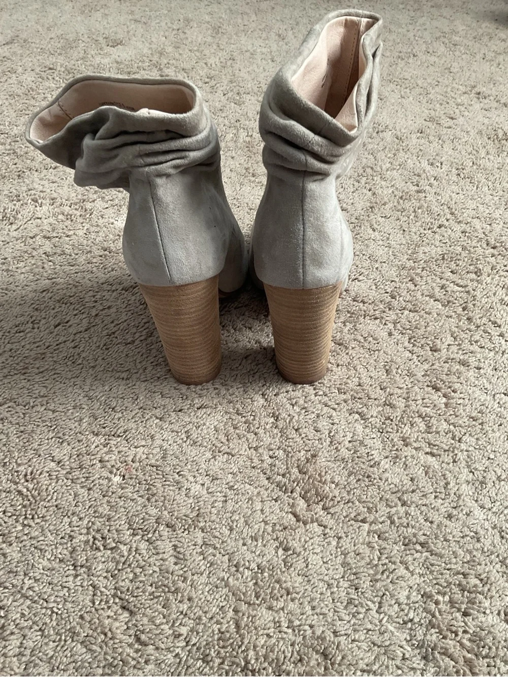Chinese Laundry Women's Suede Peep-Toe Slouch Booties - Light Taupe